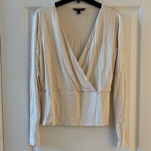 Banana Republic Cream Long Sleeve Wrap Top